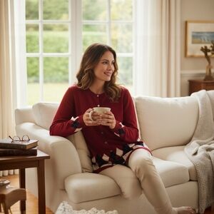 Charter Club Red Argyle Button Down Shirt